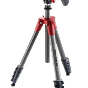 Manfrotto Compact Action Aluminium Tripod with Hybrid Head, Red