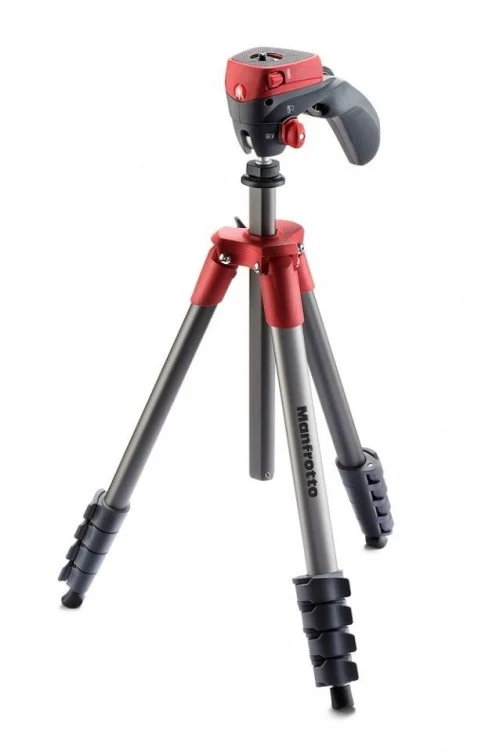 Manfrotto Compact Action Aluminium Tripod with Hybrid Head, Red