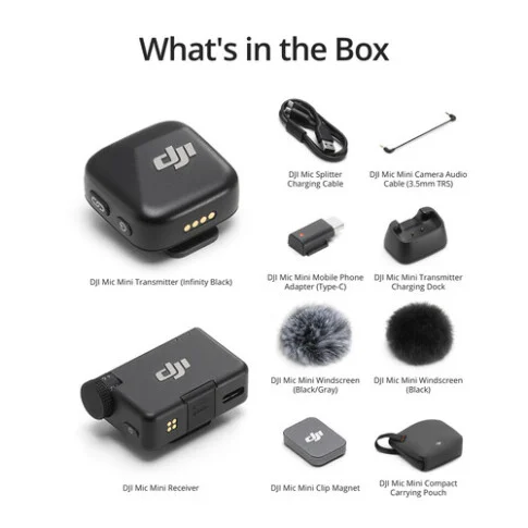 DJI Mic Mini (1 TX + 1 RX) Compact Wireless Microphone, Ultralight, Noise Cancelling, for Camera / iPhone / Android
