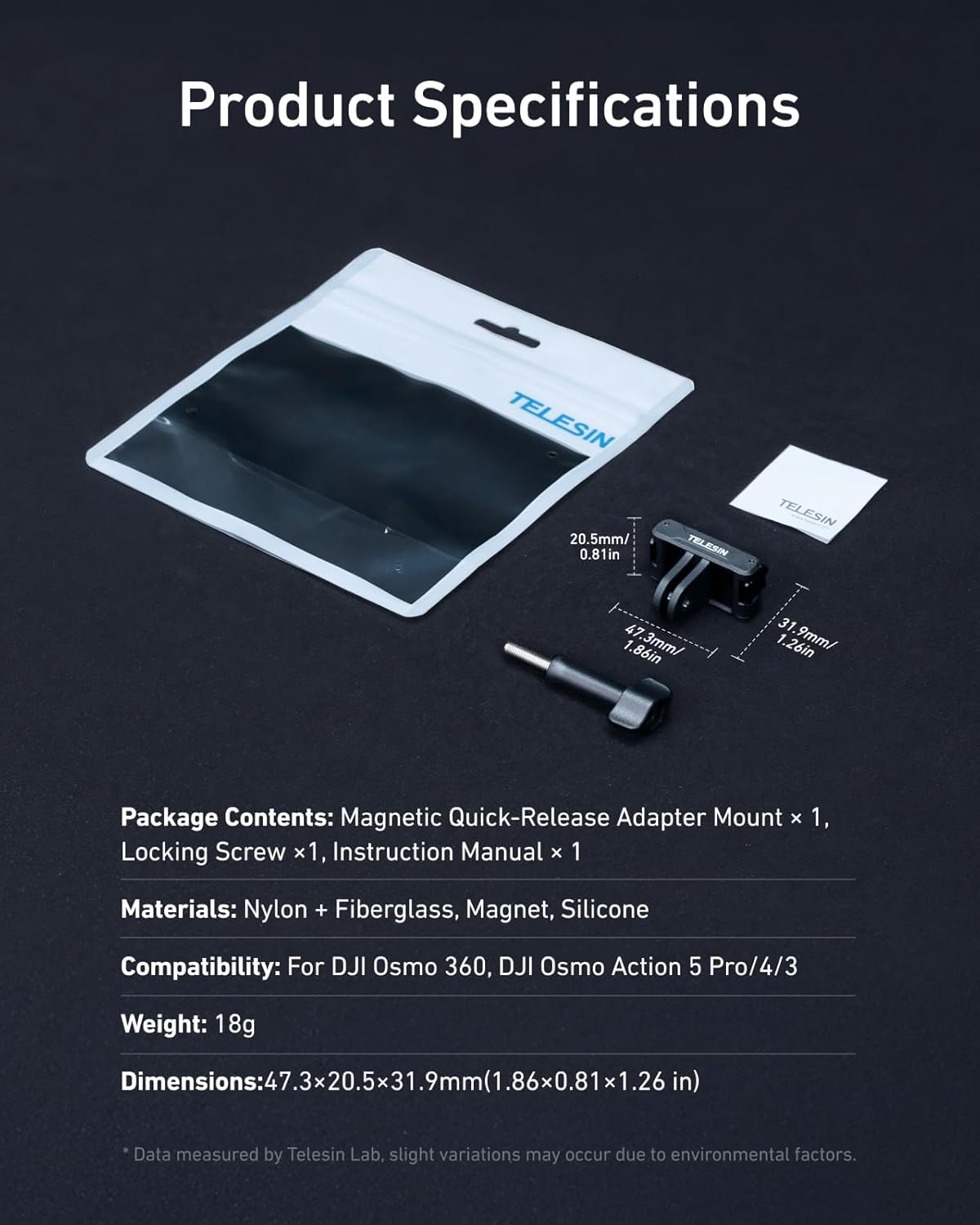 Telesin Magnetic Dual Claw Mount (DJI Action Cameras)