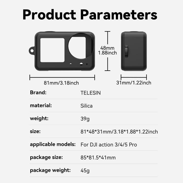 Telesin Silicone Case Kit for DJI Osmo Action 3 / 4 / 5 Pro