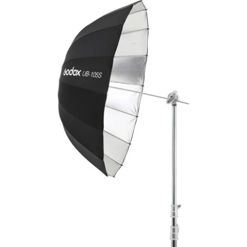 Godox UB-105S 105cm Parabolic Umbrella | Silver Reflective Photography Umbrella | Deep Parabolic Light Modifier for Portrait & Product Photography