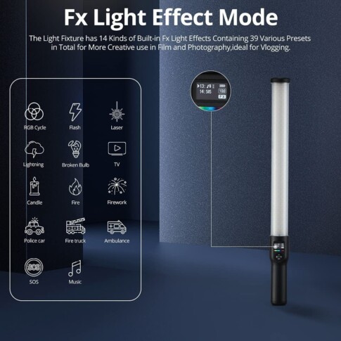Godox LC500R RGB LED Light Stick | 23W Full-Color LED Video Light | 2500K-8500K | 39 FX Effects | 5800 Lux | CRI 96 | TLCI 98